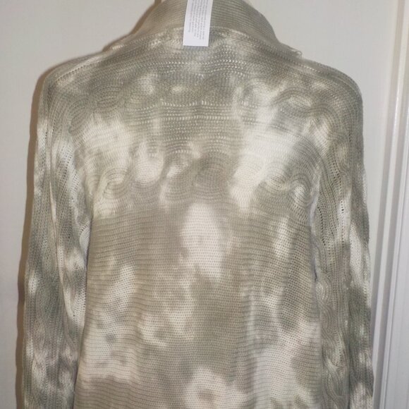 GILDED INTENT SIZE SMALL GREEN AND CREAM TIE-DYE OPEN FRONT CARDIGAN SWEATER - Picture 11 of 11